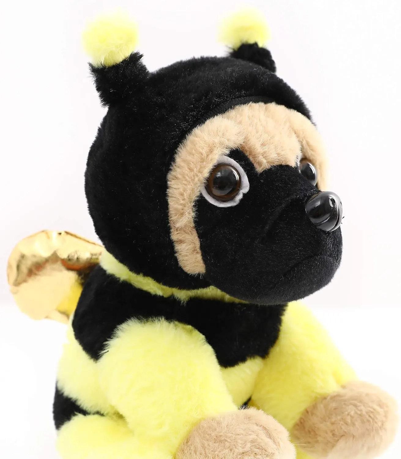 Pug Bumblebee Stuffed Animal Dog Wearing Bumble Bee Costume Plushies Pug Dressed as Funny Bumblebee Plush Toys for Kids Stuffed Puppy Animals Gift for Lover 12 Inch