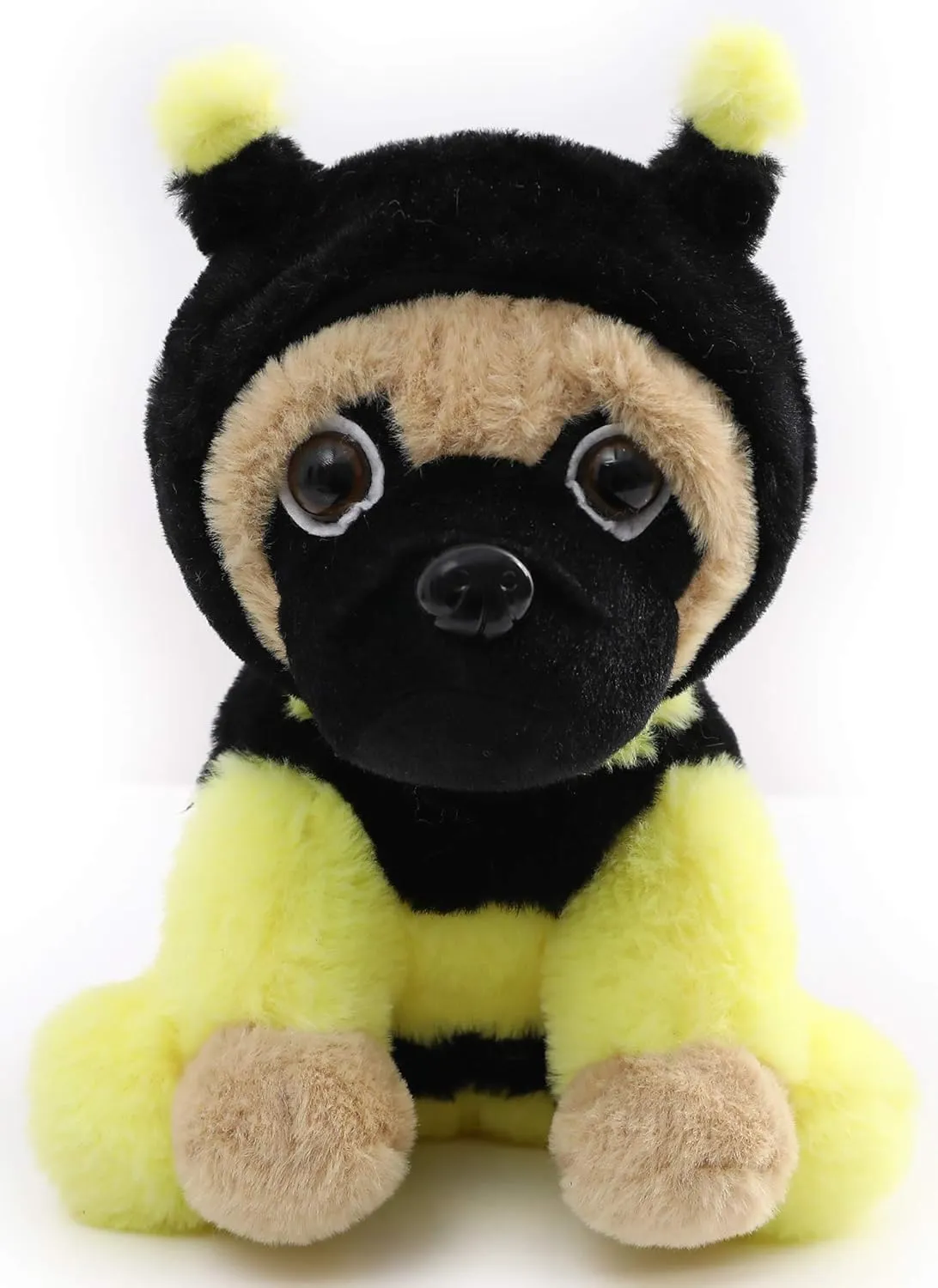 Pug Bumblebee Stuffed Animal Dog Wearing Bumble Bee Costume Plushies Pug Dressed as Funny Bumblebee Plush Toys for Kids Stuffed Puppy Animals Gift for Lover 12 Inch