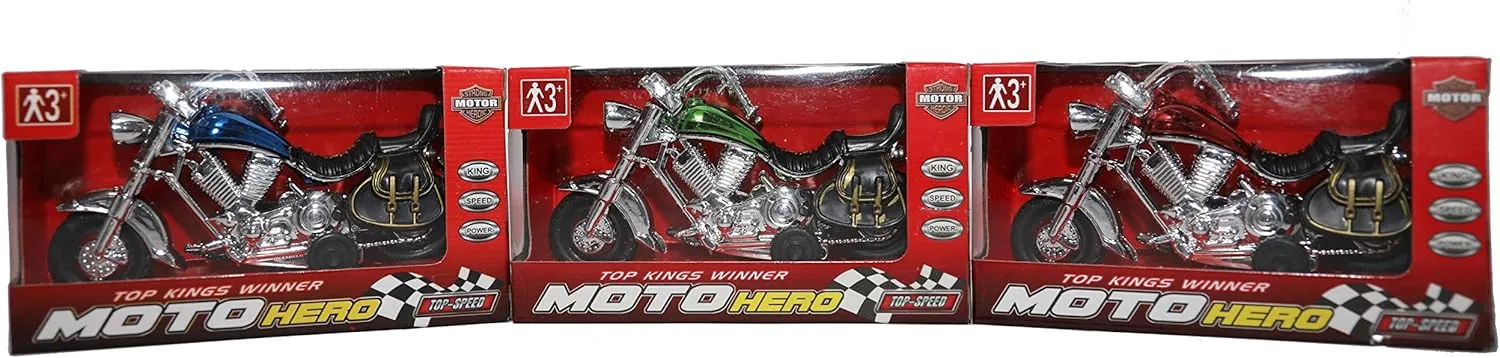 Pull-Back Motorcycle Toys for Boys & Girls | Fast and Fun Motorbike Toy Party Favors (3 Pack)