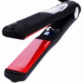 PULSE Vibrating - Ceramic Tourmaline Flat Iron Hair Straightener and Curler - Adjustable Heat Settings, Attachments Included, Auto Shut-Off, Deep Plates, Digital Display, Dual Voltage