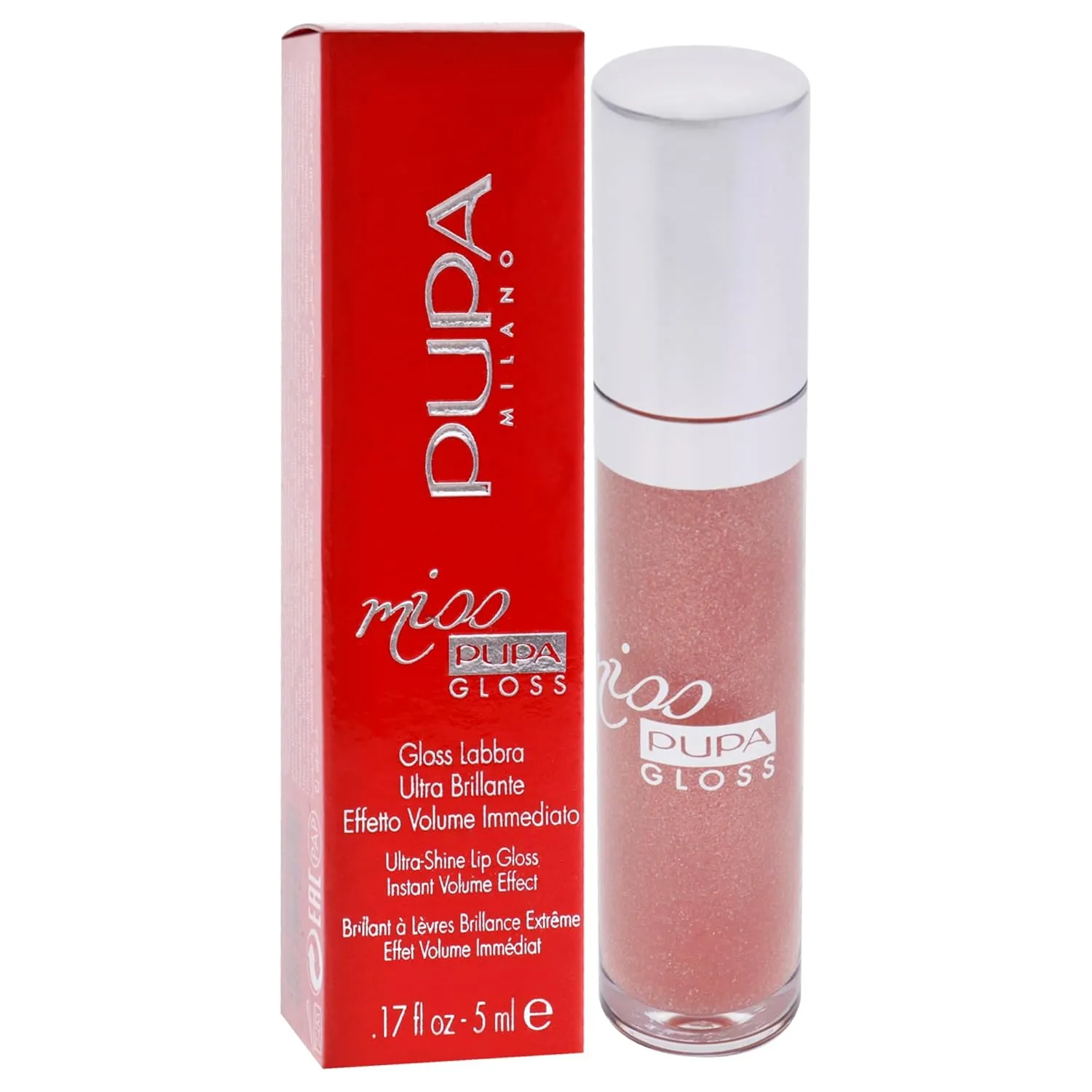 Pupa Milano Miss Milano Lip Gloss - Shiny, Smooth, Plump - Soft, Innovative Gel Texture - Glides Smoothly On The Lips - For A Moisturizing And Volume Enhancing Effect - 102 Sexy Skin - 0.17 OZ