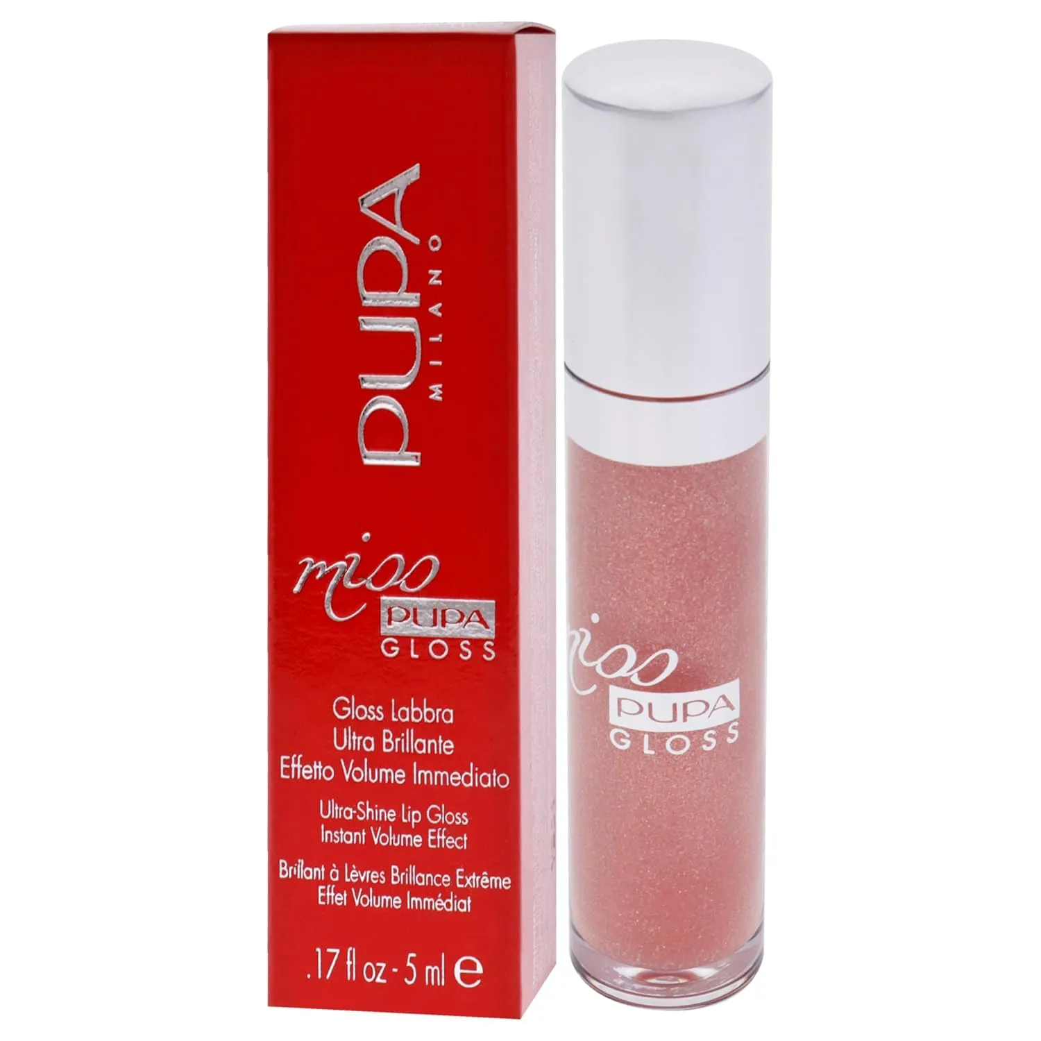 Pupa Milano Miss Milano Lip Gloss - Shiny, Smooth, Plump - Soft, Innovative Gel Texture - Glides Smoothly On The Lips - For A Moisturizing And Volume Enhancing Effect - 102 Sexy Skin - 0.17 OZ