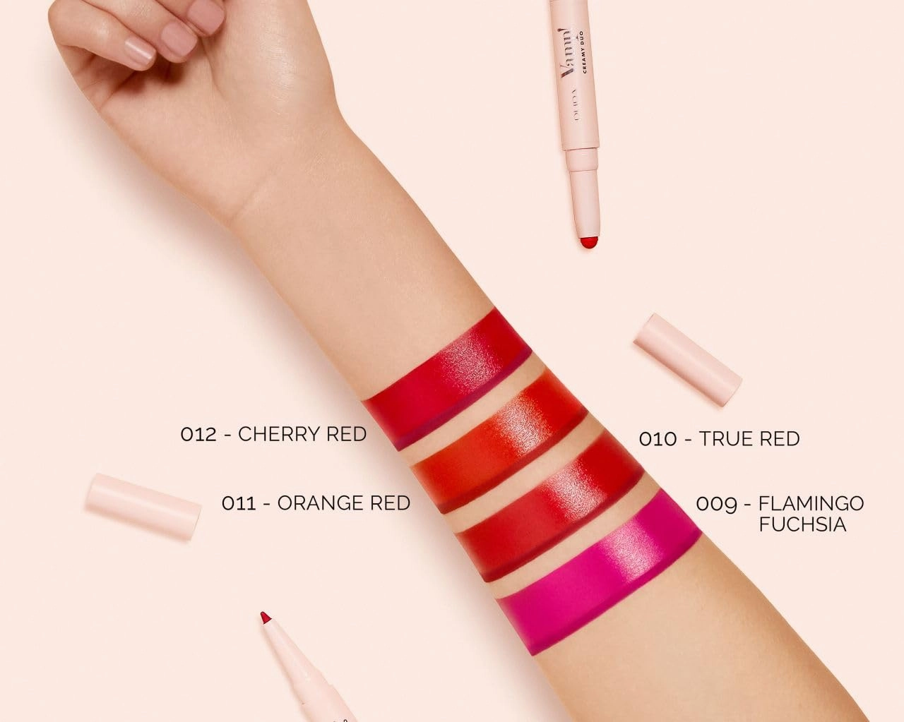 Pupa Milano Vamp! Creamy Duo, 011 Orange Red, 1 Pc - 2 in 1 Lipstick and Lip Pencil - Long Lasting - Lightweight - No-Transfer - Smooth Texture - Highly Pigmented