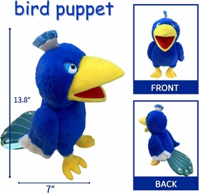 Puppets Peacock Hand Puppet,13.8" Animal Puppet Peacock Puppets Bird Stuffed Animal Hand Puppets for Kids with Movable Mouth,Puppet Plush Multi-Color Toy Bird Puppet Role Play Teaching(Blue)