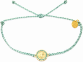 Pura Vida Bracelets Gold Tidal Charm Bitty Braid Bracelet for Women - Seafoam