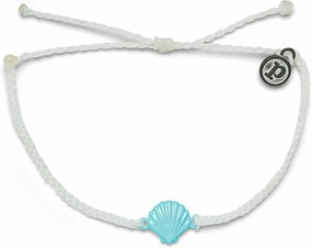 Pura Vida Iridescent White or Blue Shell Bracelet - 100% Waterproof, Adjustable Band, Brand Charm