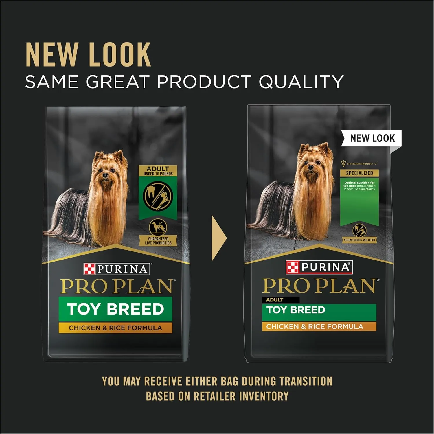 Purina Pro Plan Toy Breed Dog Food, Chicken and Rice Formula With Guaranteed Live Probiotics - 5 lb. Bag
