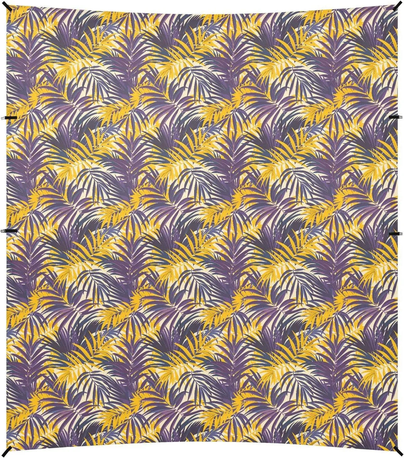 Purple Yellow Palm Leaves Stable Beach Tent UPF50  Easy Setup Sun Shelter with Sandbags & Sand Shovel for Camping, Picnics, Backyard