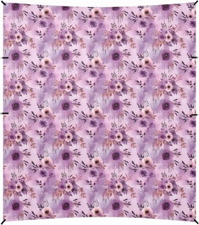 Purple Retro Ancient Flower Blooms Stable Beach Tent UPF50  Protection Easy Setup Portable Sunshade with Sandbags, Sand Shovel, Poles for Backyard, Grassland, Park