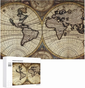 Puzzles 300 Pice Personalized Jigsaw Puzzles Ancient Map World Globe Photos Puzzle for Family Picture Puzzle for Adults Wedding Birthday