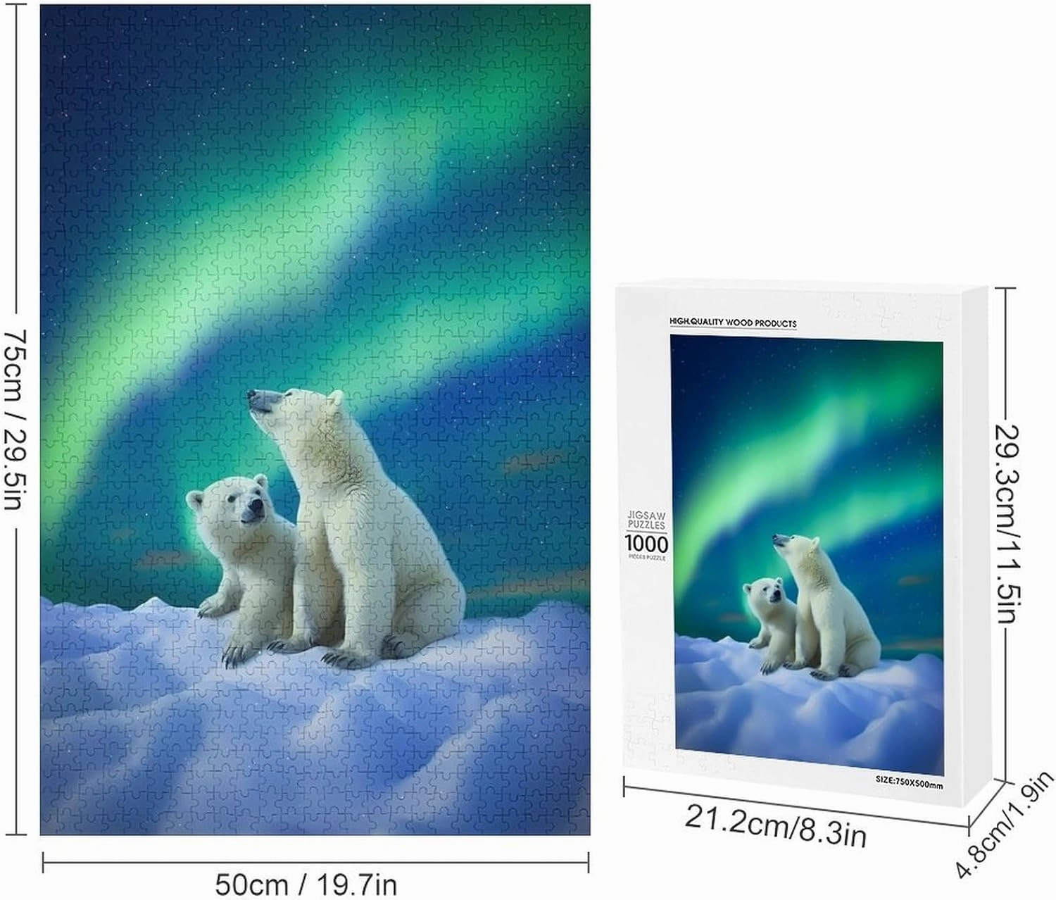 Puzzles for Adults 1000 Pieces - Wild Animal Polar Bear Puzzle Challenging Educational Toys Gifts for Home Decor Family Activities