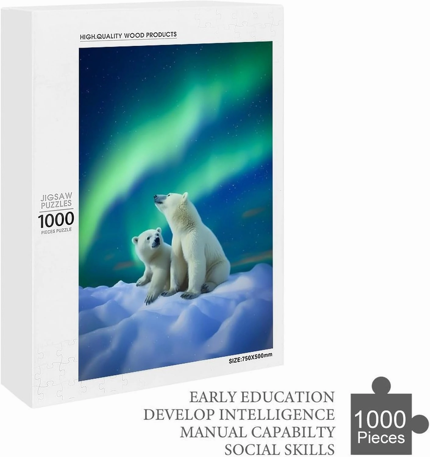 Puzzles for Adults 1000 Pieces - Wild Animal Polar Bear Puzzle Challenging Educational Toys Gifts for Home Decor Family Activities