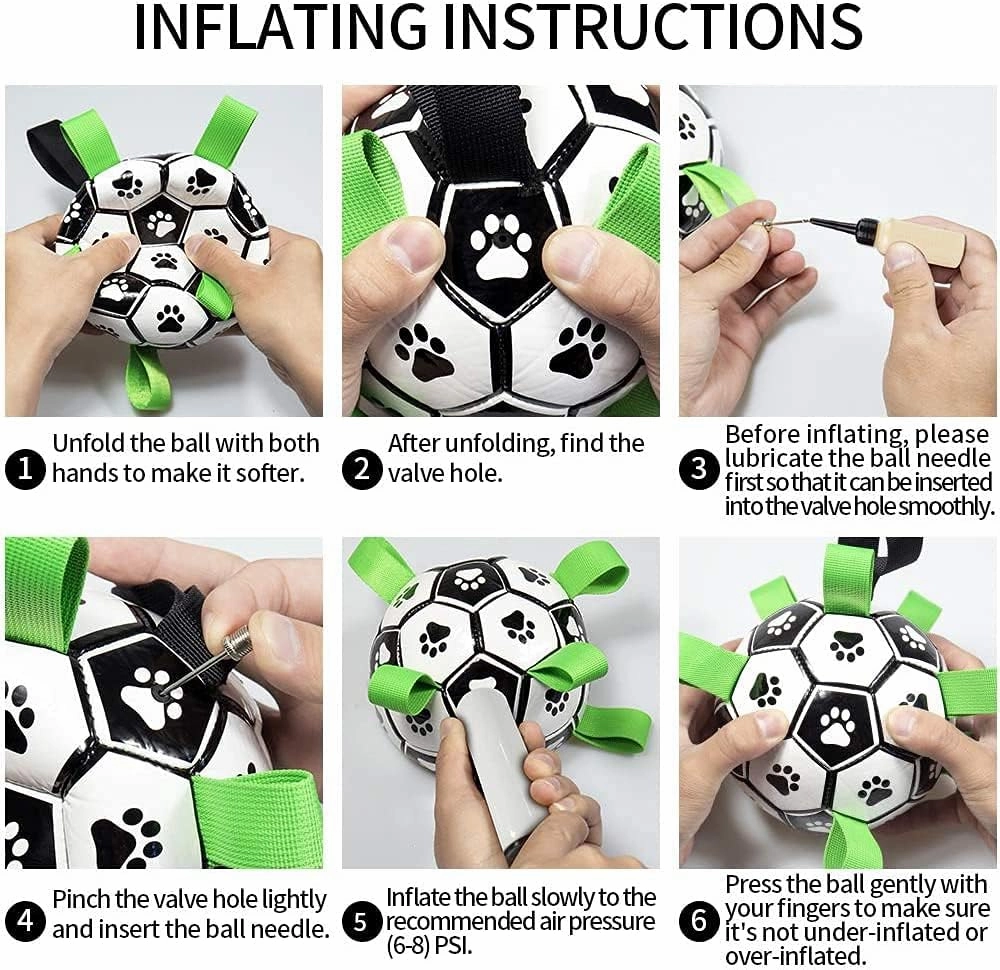 QDAN Dog Toys, Soccer Ball with Straps, World Cup Interactive Toys for Tug of War, Puppy Birthday Gifts, Water Toy, Durable Dog Balls for Medium Large (8 Inch)