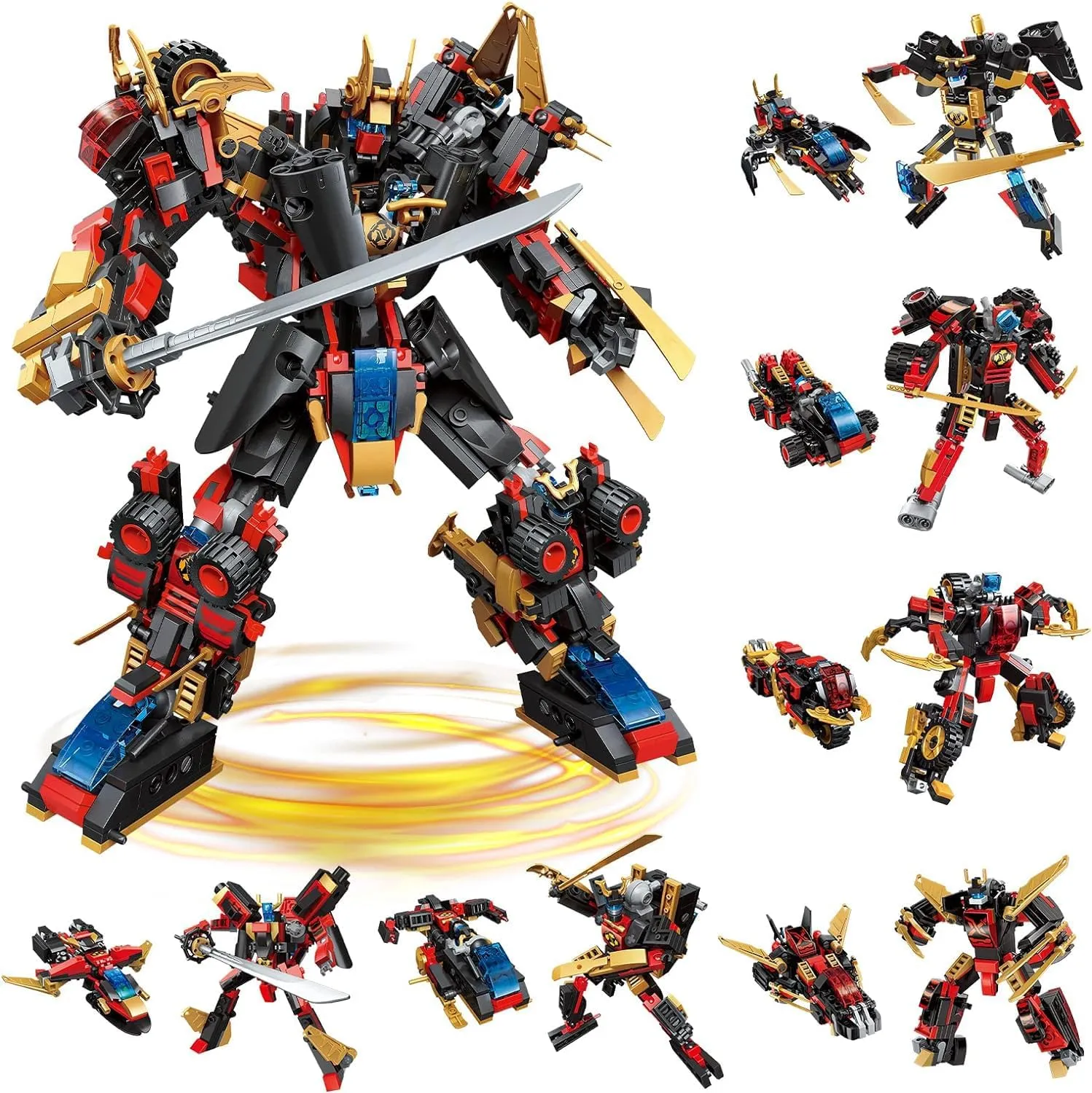 QLT QIAOLETONG 12 in 1 Transforming Mecha Robot Building Set,Mech Model Building Kit, 542 PCS Compatible with Lego Ninja Mech Warrior Cool Robots Toys Gift for Adults and Kids Boys 6 7 8 10 