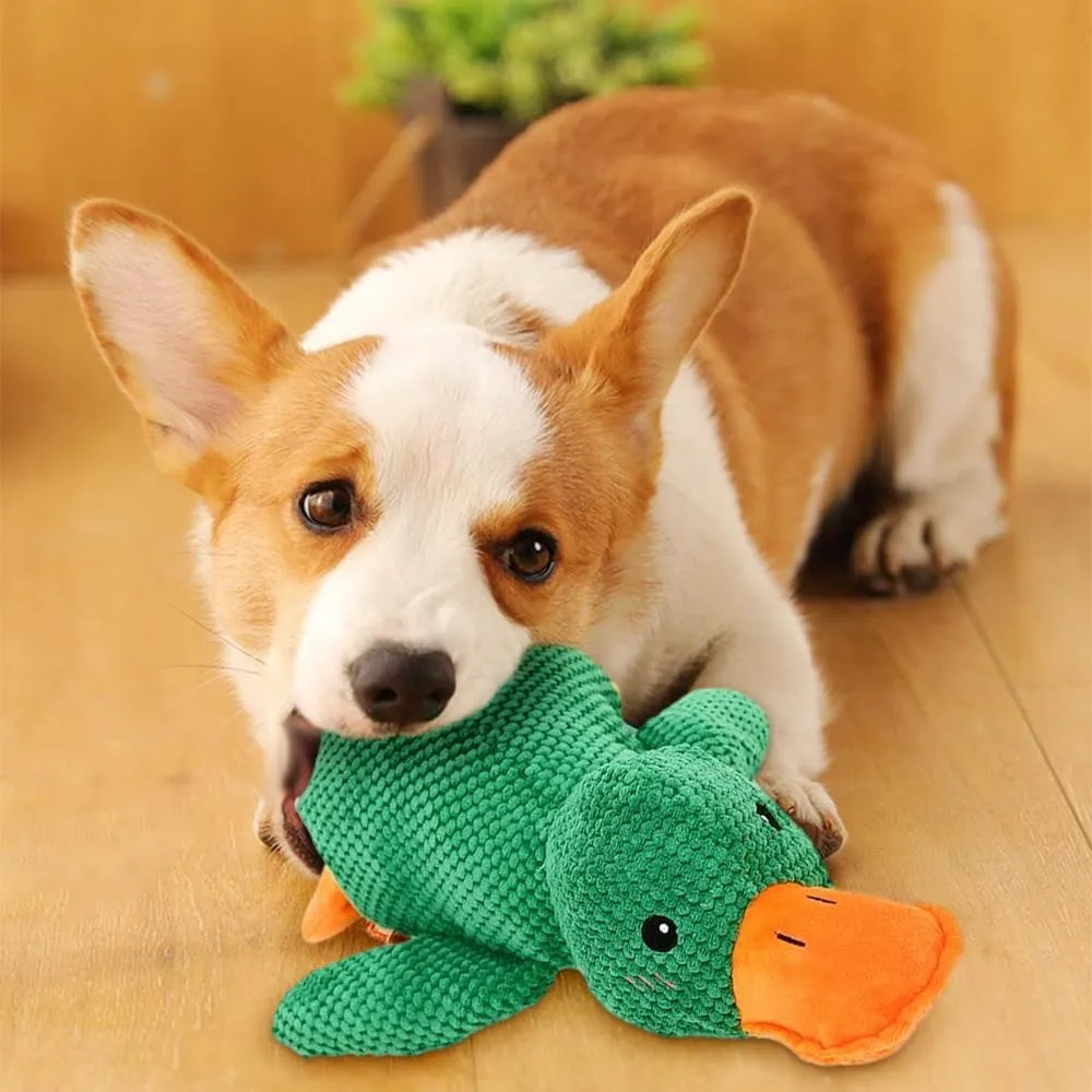 Quack-Quack Duck Dog Toy, 2025 The Mellow Calming Duck for Dogs, Durable Chew Squeak Toy for Pets, Yellow Stuffed Ducks, Interactive Plush Dog Toys (Mixed, 3pcs)