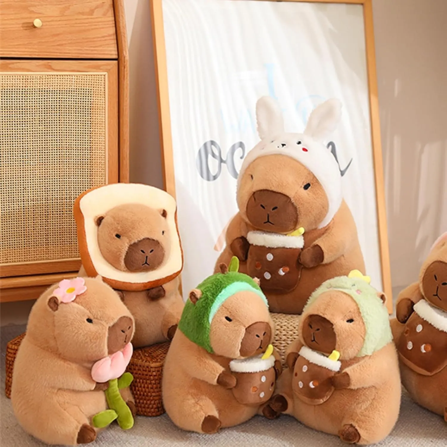Rabbit Capybara Plush, Kids' Capybara Plush Toy Capybar Plush Toy Pillows, Cute Capybara Plush Pillow Rabbit Stuffed Aniamls Capybara Plushies Toys Gifts for Kids Girls Boys 16 inch