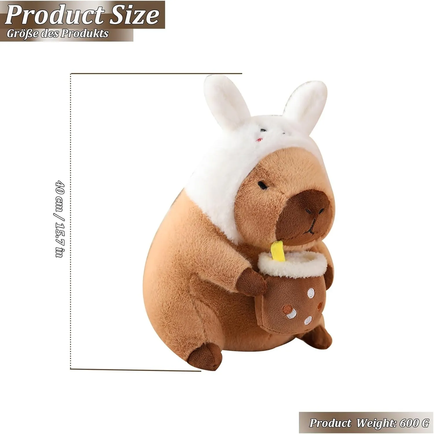 Rabbit Capybara Plush, Kids' Capybara Plush Toy Capybar Plush Toy Pillows, Cute Capybara Plush Pillow Rabbit Stuffed Aniamls Capybara Plushies Toys Gifts for Kids Girls Boys 16 inch