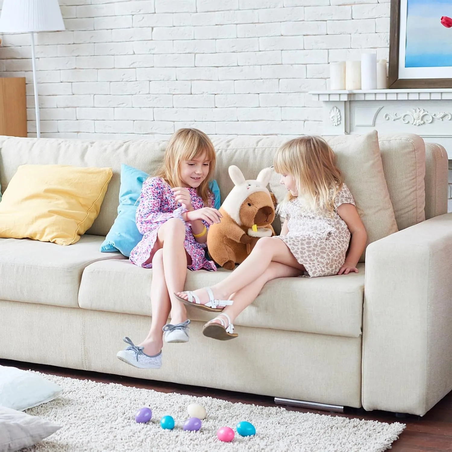 Rabbit Capybara Plush, Kids' Capybara Plush Toy Capybar Plush Toy Pillows, Cute Capybara Plush Pillow Rabbit Stuffed Aniamls Capybara Plushies Toys Gifts for Kids Girls Boys 16 inch