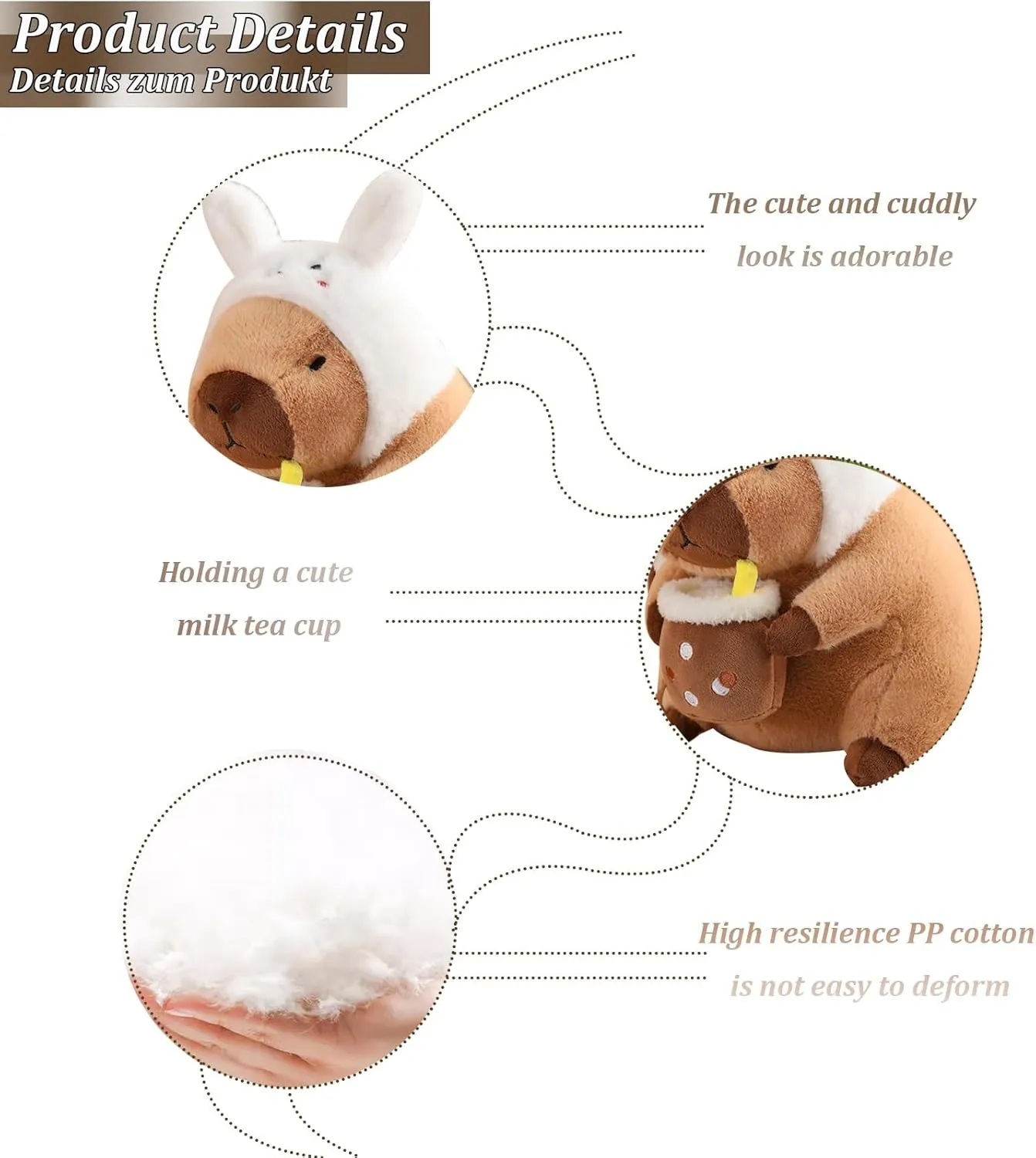 Rabbit Capybara Plush, Kids' Capybara Plush Toy Capybar Plush Toy Pillows, Cute Capybara Plush Pillow Rabbit Stuffed Aniamls Capybara Plushies Toys Gifts for Kids Girls Boys 16 inch
