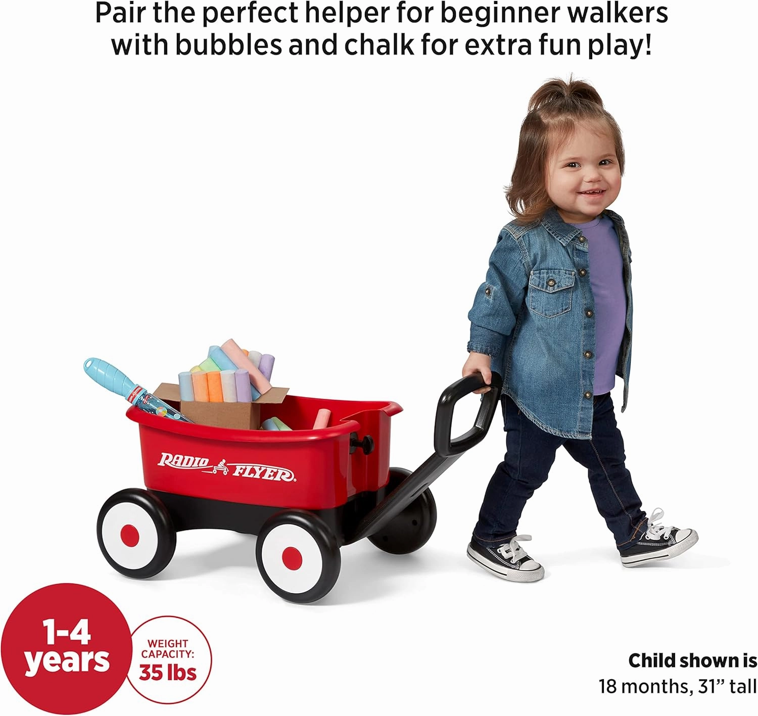 Radio Flyer My 1st Wagon with Beach and Garden Tools, 2-in-1 Wagon, Ages 1-4, Red