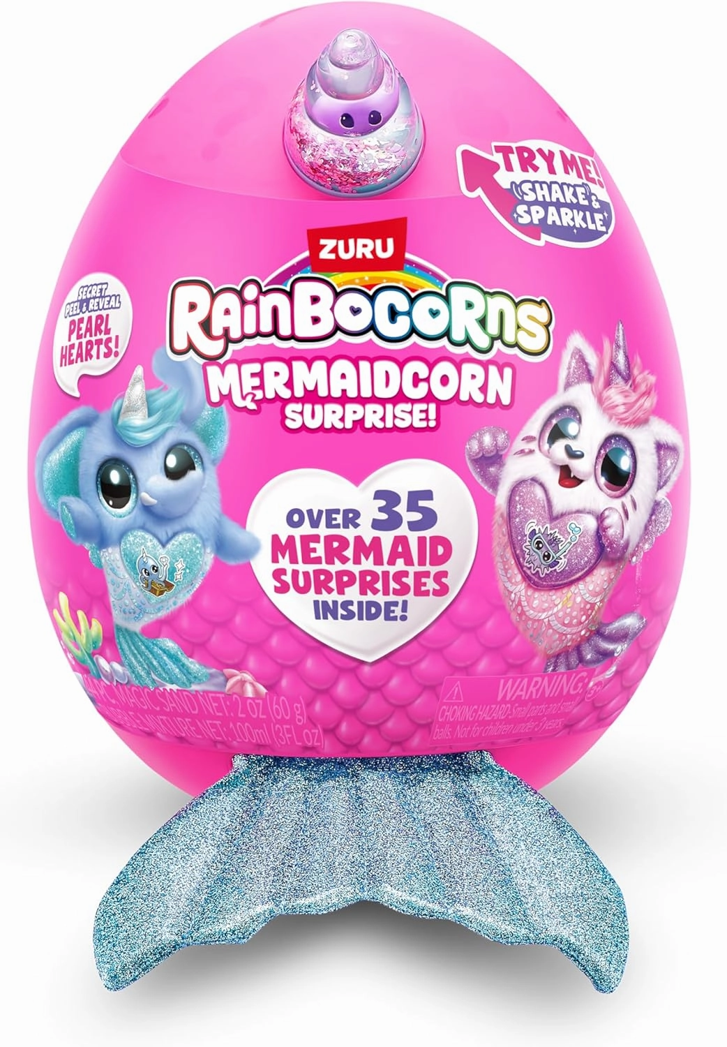 Rainbocorns Mermaidcorn (Bunny) by ZURU, Collectible Plush, Mermaid Surprises, Cuddle Plush Stuffed Animal, Surprise Egg, Stickers, Magic Sands & Bubble Mixture, for Girls 3  Up
