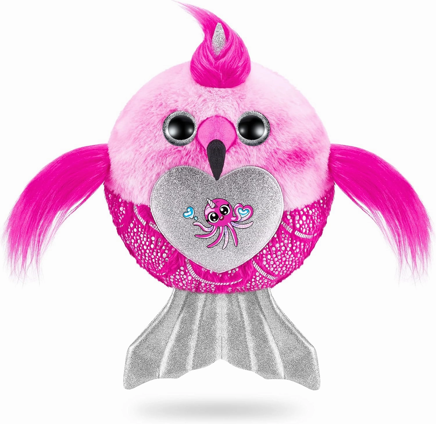 Rainbocorns Mermaidcorn (Flamingo) by ZURU, Collectible Plush, Mermaid Surprises, Cuddle Plush Stuffed Animal, Surprise Egg, Stickers, Magic Sands & Bubble Mixture, for Girls 3  Up