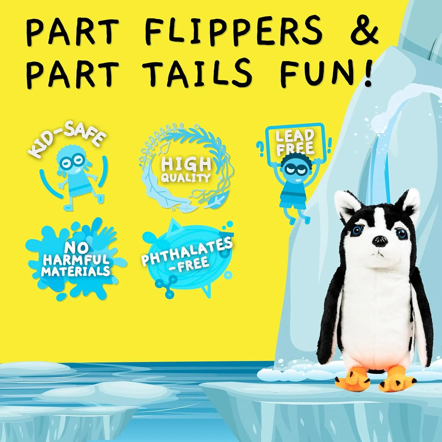 Randimals Plush Toy Stuffed Animal Mix - Penguin & Husky Dog Hybrid Stuffed Animals for Girls & Boys - Huggable & Soft Animal Characters Cute Plushies - Unique Toys for Discovery & Adventure