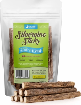 Raw Paws Silvervine Sticks for Cats, 30 (Pack) - Silvervine Cat Toy for Indoor Cats - Catnip Sticks - Silver Vine Cat Chew Stick
