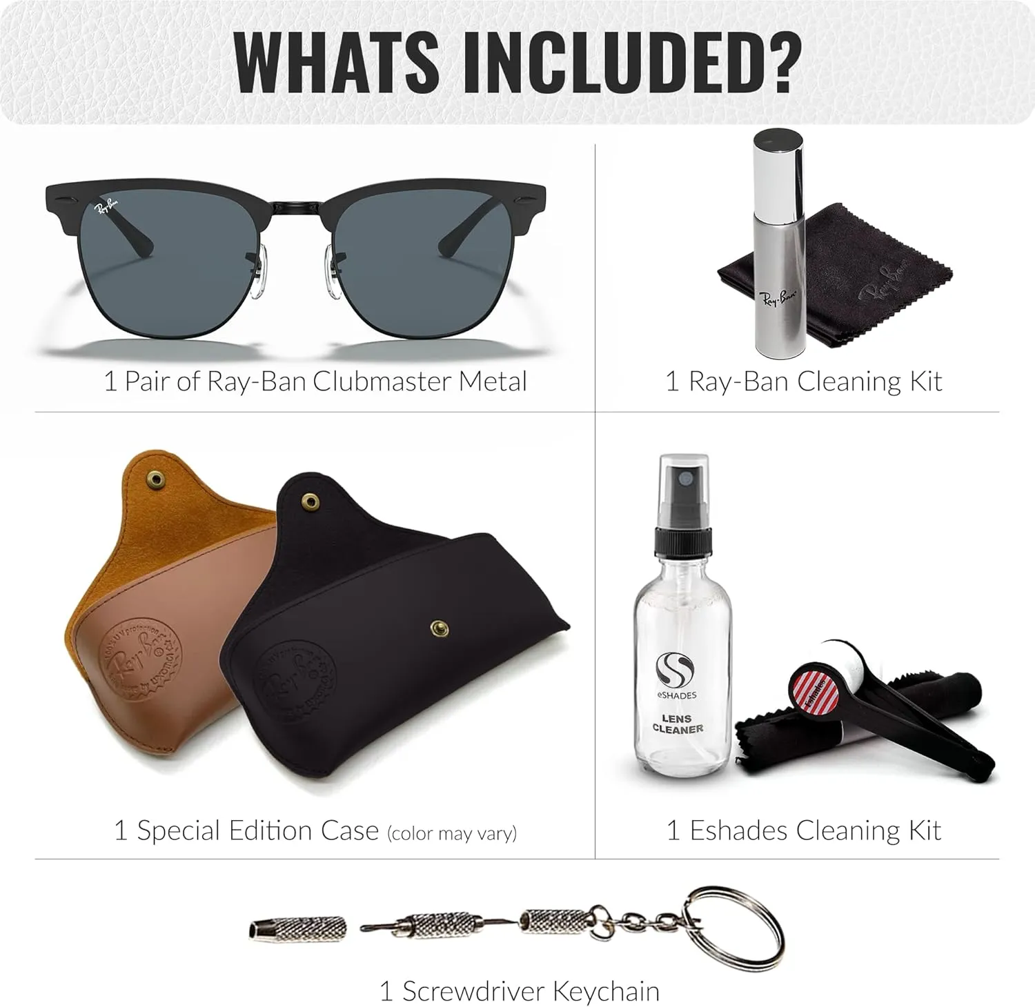 Ray-Ban RB3716 CLUBMASTER Metal Square Shape Sunglasses With Eyewear Kit Bundle - Adjustable Nose Pads - Square Sunglasses