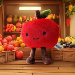 RECUR Apple Fruit Stuffed Animals Toy,Soft Fruit Plush,Cute Apple Plushie 8 Inches,Adorable Gift for All Ages