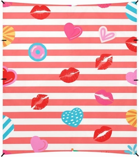 Red White Striped Heart Lip Summer Beach Tent & Canopy UPF50  Protection Lightweight Sun Shelter with Carrying Bag for Camping, Picnics, Backyard