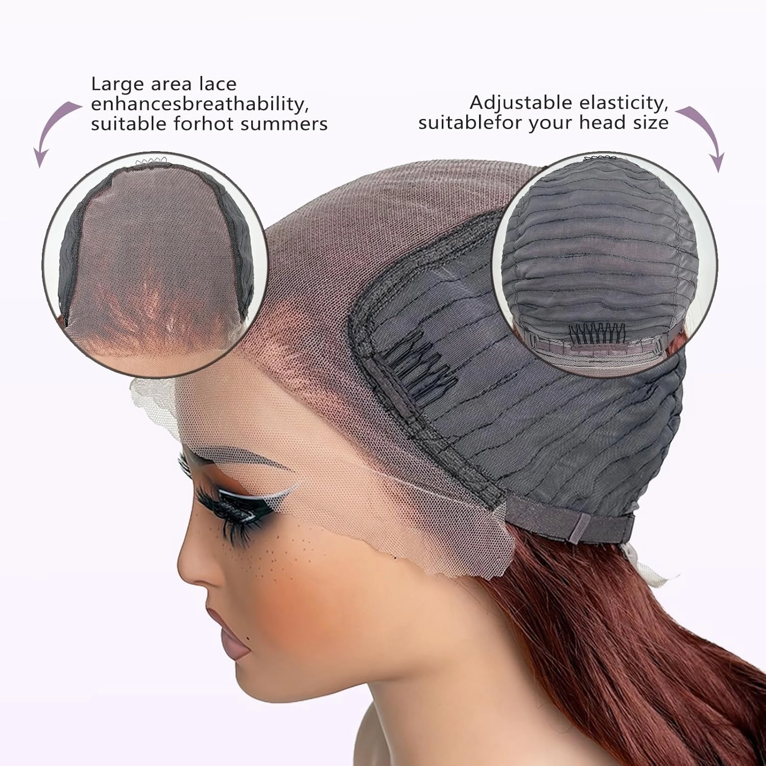 Reddish Brown 13×6 HD Lace Front Wig Synthetic Glueless Pre Layered Brown Roots Body Wave Wigs for White Women Pre Plucked 18 Inch Tiny Knots Lace Natural Hairline Bob Wigs