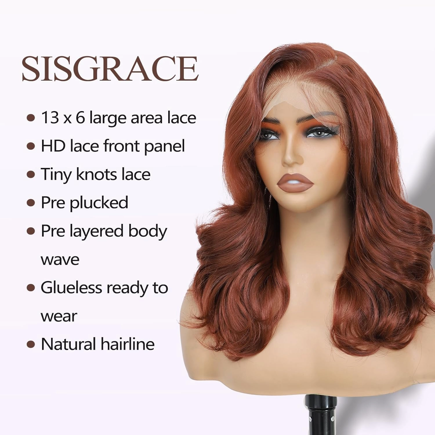 Reddish Brown 13×6 HD Lace Front Wig Synthetic Glueless Pre Layered Brown Roots Body Wave Wigs for White Women Pre Plucked 18 Inch Tiny Knots Lace Natural Hairline Bob Wigs