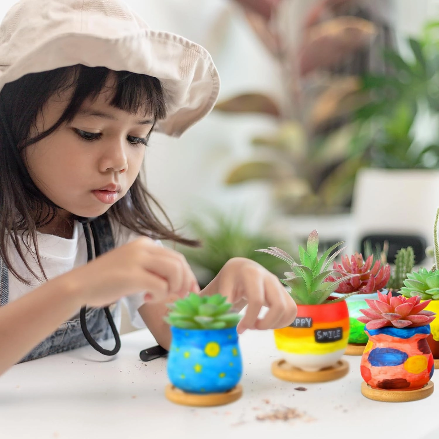 Remerry 12 Pcs Succulent Pots 2.5 Inch Ceramic Small Mini Pots DIY Figurines Paint Easter Gifts Kit Unpainted Ceramic Bisque with Drainage Hole Ready to Paint for Classroom(Matte Style)