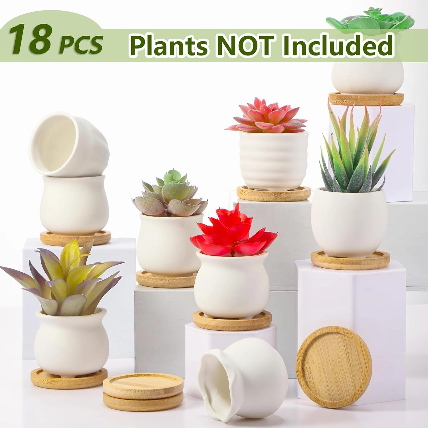 Remerry 12 Pcs Succulent Pots 2.5 Inch Ceramic Small Mini Pots DIY Figurines Paint Easter Gifts Kit Unpainted Ceramic Bisque with Drainage Hole Ready to Paint for Classroom(Matte Style)