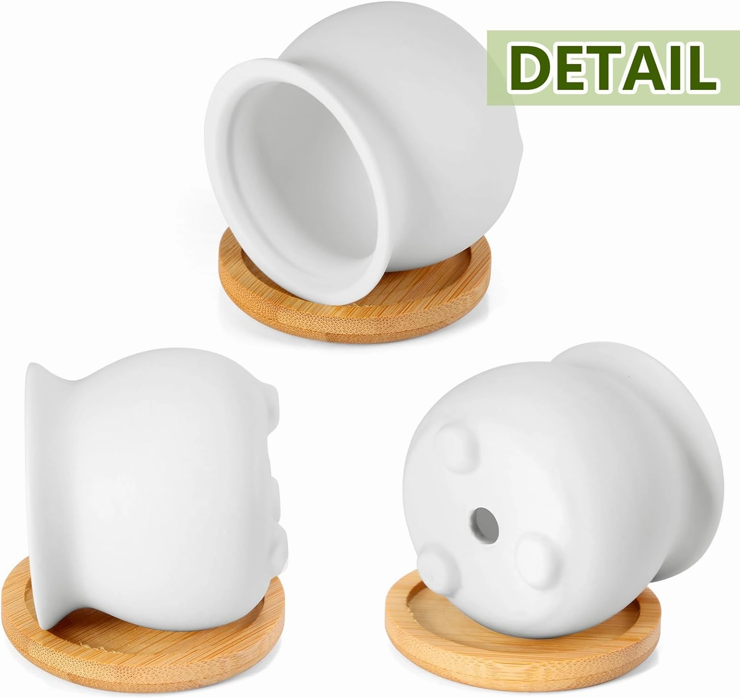 Remerry 12 Pcs Succulent Pots 2.5 Inch Ceramic Small Mini Pots DIY Figurines Paint Easter Gifts Kit Unpainted Ceramic Bisque with Drainage Hole Ready to Paint for Classroom(Matte Style)