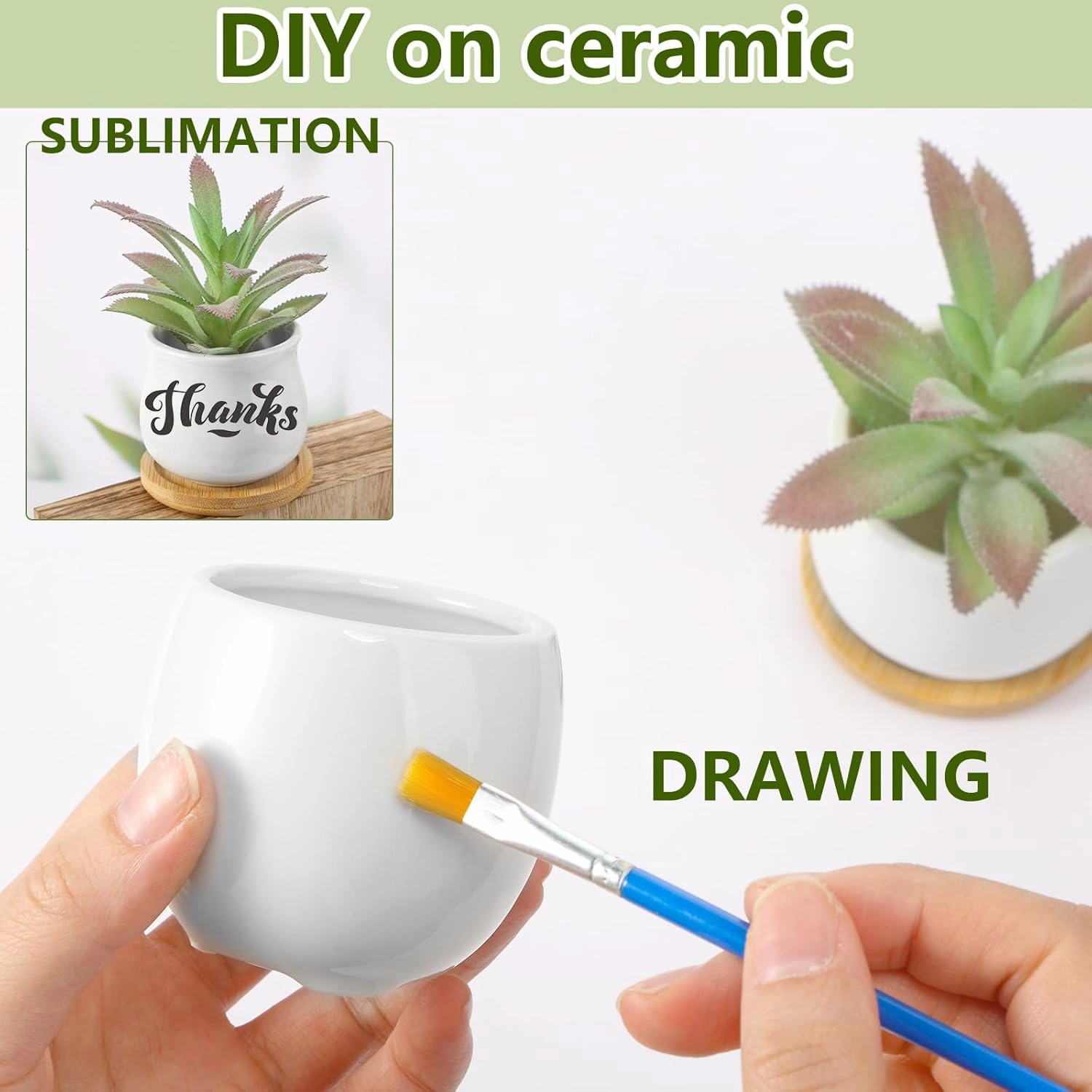 Remerry 12 Pcs Succulent Pots 2.5 Inch Ceramic Small Mini Pots DIY Figurines Paint Easter Gifts Kit Unpainted Ceramic Bisque with Drainage Hole Ready to Paint for Classroom (Smooth Style)