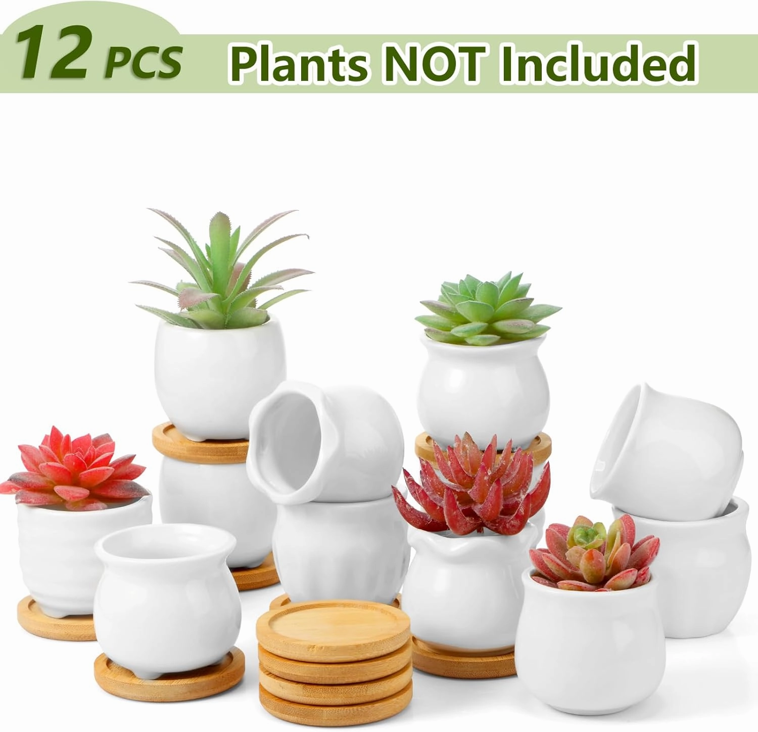 Remerry 12 Pcs Succulent Pots 2.5 Inch Ceramic Small Mini Pots DIY Figurines Paint Easter Gifts Kit Unpainted Ceramic Bisque with Drainage Hole Ready to Paint for Classroom (Smooth Style)
