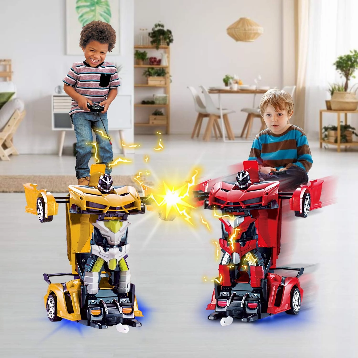 Remote Control Car - Transform Robot Toys for Boys Teens, Rechargeable RC Cars with Lights, 2.4Ghz RC Car 1:18 Rechargeable 360° Rotating Race Transform Car Birthday Gifts Party Favors for Kids