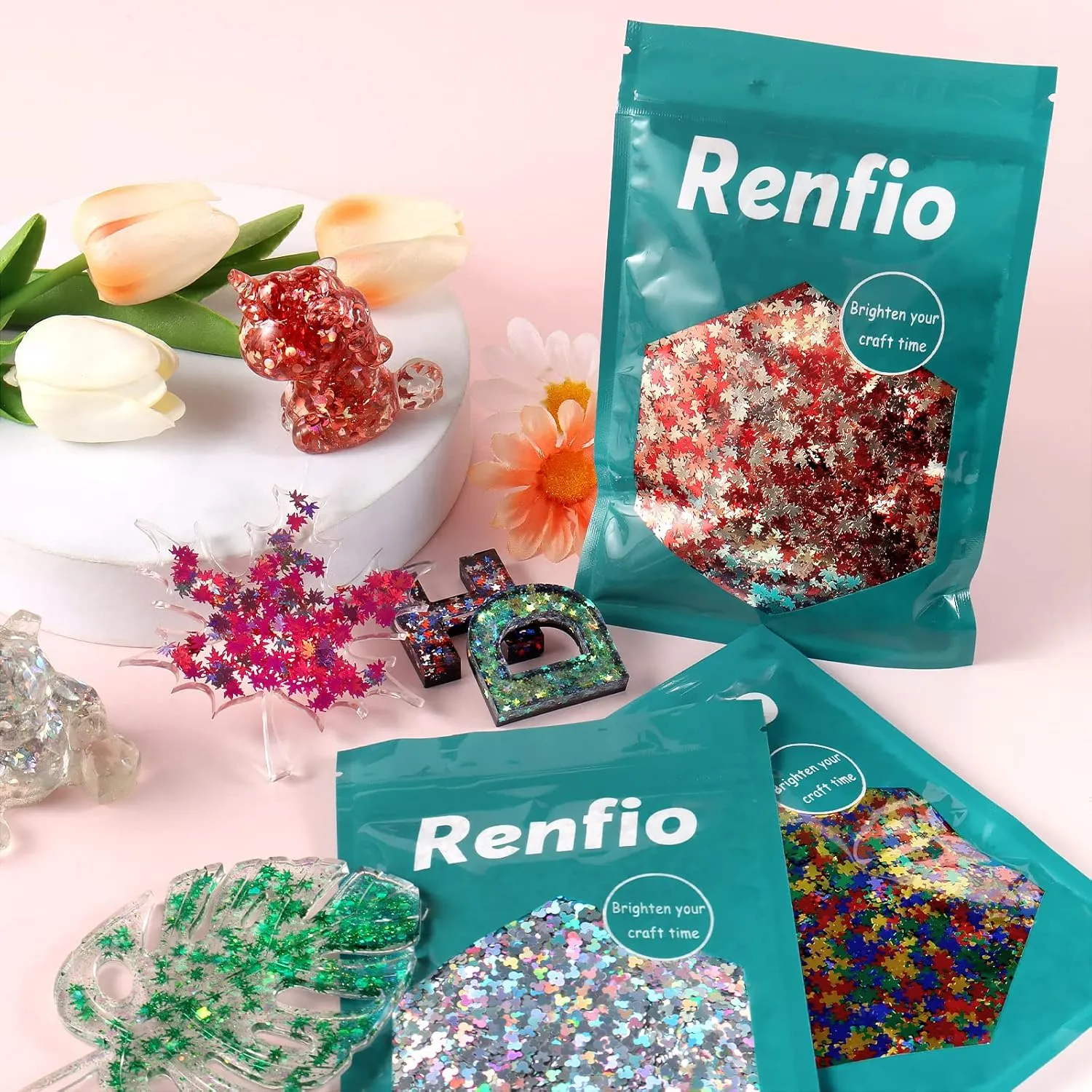Renfio 1.75 Oz 50g Holographic Unicorn Confetti Glitter Sequin Unicorns Shape Shiny Glitters Resin Sparkle Chunky Sequins for DIY Mold Art Nail Artwork Holiday Decoration - Laser Sliver