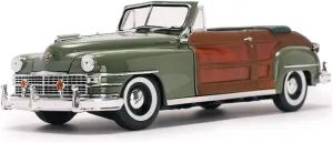 Resin Car Vehicle Model Fit for Chrysler 1948 1 18 Classic Alloy Wood-Grain Car Model Adult Collectible Boutique Display Gifts Festive Deluxe Gift