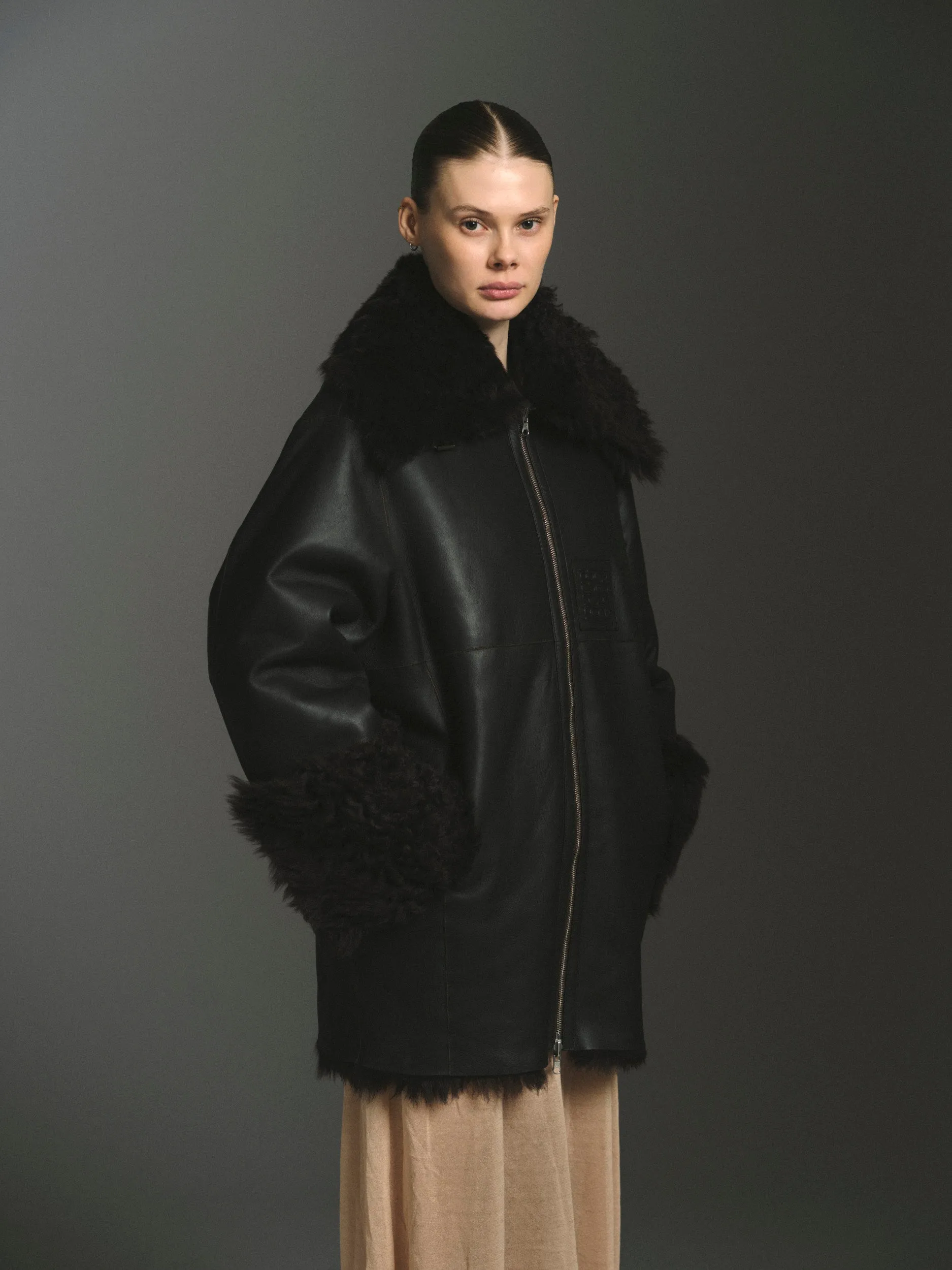 Reversible Shearling Long Hair