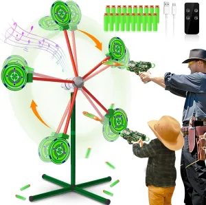 Rocket Shooting Games Toys with Rotating Target 2 Toy Guns 20 Foam Darts Kids Outdoor Toys for Boys Age 5 6 7 8 9 10  Year Old Carnival Games Compatible with Nerf Guns (Green)