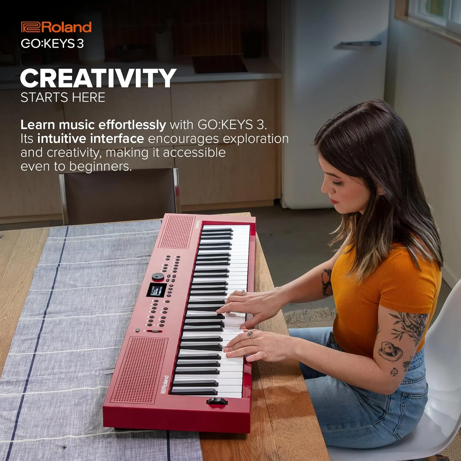 Roland GO:KEYS 3 Music Creation Keyboard | 61-Note Keyboard | Built-In Stereo Speakers | Bluetooth Audio/MIDI Support for Music Streaming - Turquoise
