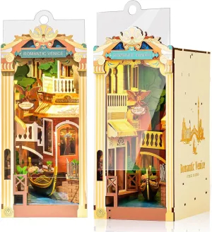 Rolife DIY Book Nook Kits for Adults 3D Wooden Puzzle-Bookshelf Insert Booknook-Miniature Kit-Gifts for Boys Girls (Romantic Venice)