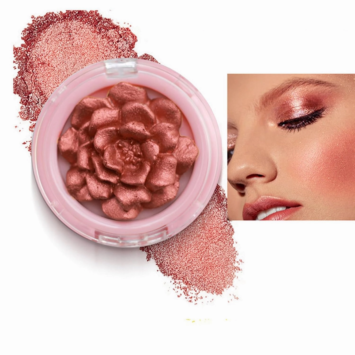 Rose Toy Blush, Rose Blush, Rose Blush Flower Makeup, 3D Rose Blush Highlighter, Body Brightening Face Eye Nose Shadow Three-Dimensional Contouring Blush Powder (06, M)
