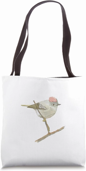 ruby-crowned kinglet watercolor bird portrait Tote Bag