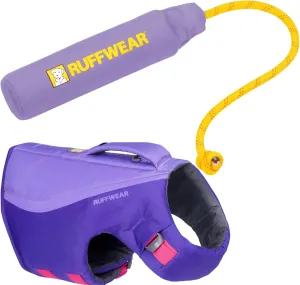 Ruffwear, Float Coat Dog Life Jacket & Lunker Toy Bundle – Adjustable Dog Life Vest for Swimming with Floating Tug Toy for Fetch & Water Play, for Small, Medium & Large Dogs, Purple Lily, X-Small