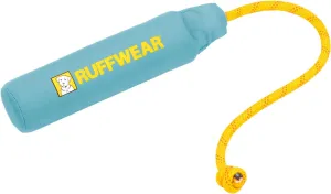 Ruffwear Lunker Throw Toy for Dogs – Durable, Soft Fabric Toy with Rope Handle for Fetch and Tug on Land & Water, Biolumin Blue, Medium