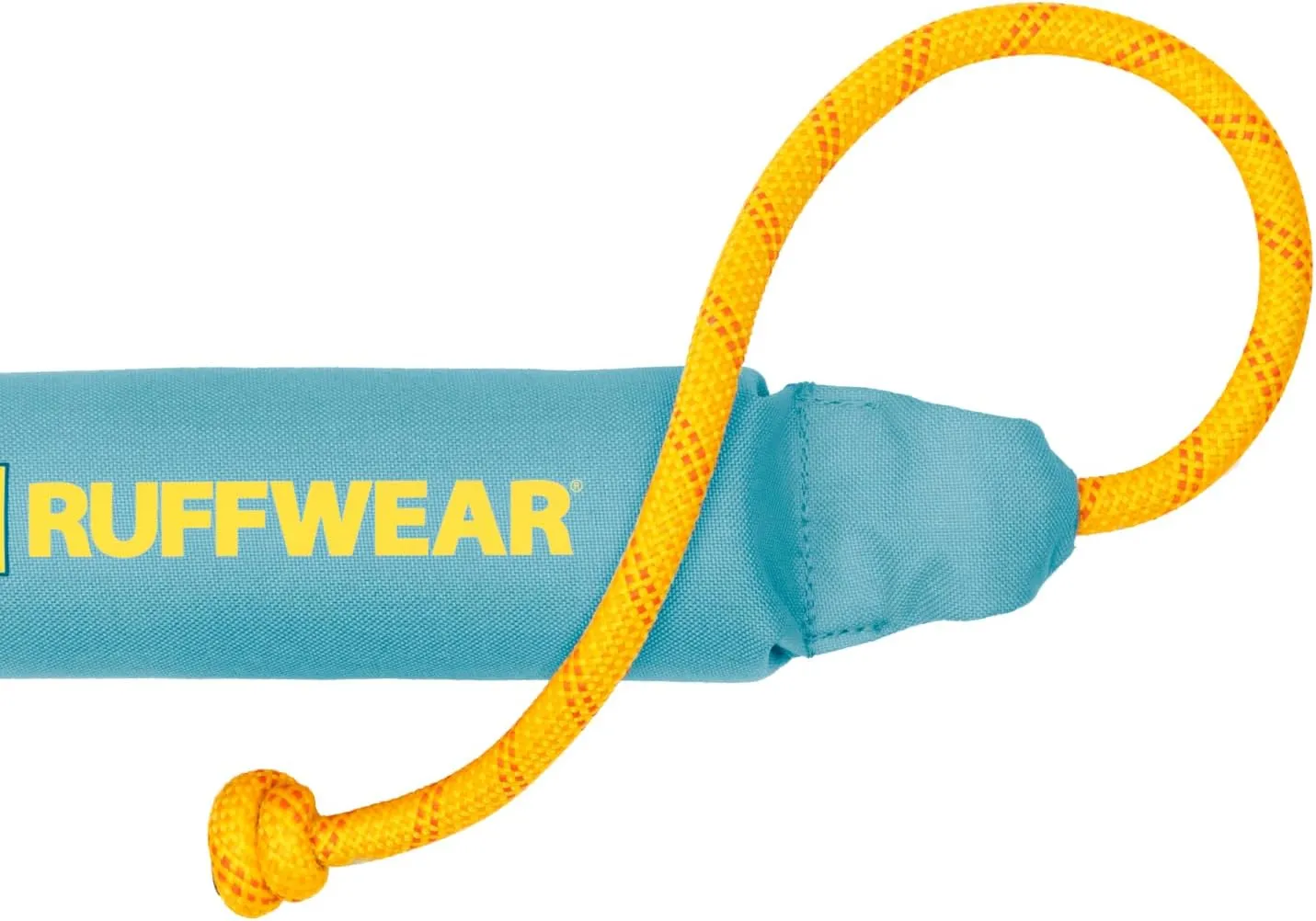 Ruffwear Lunker Throw Toy for Dogs – Durable, Soft Fabric Toy with Rope Handle for Fetch and Tug on Land & Water, Biolumin Blue, Medium